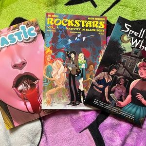 GRAPHIC NOVEL LOT- Spell on Wheels, Rockstars, Plastic